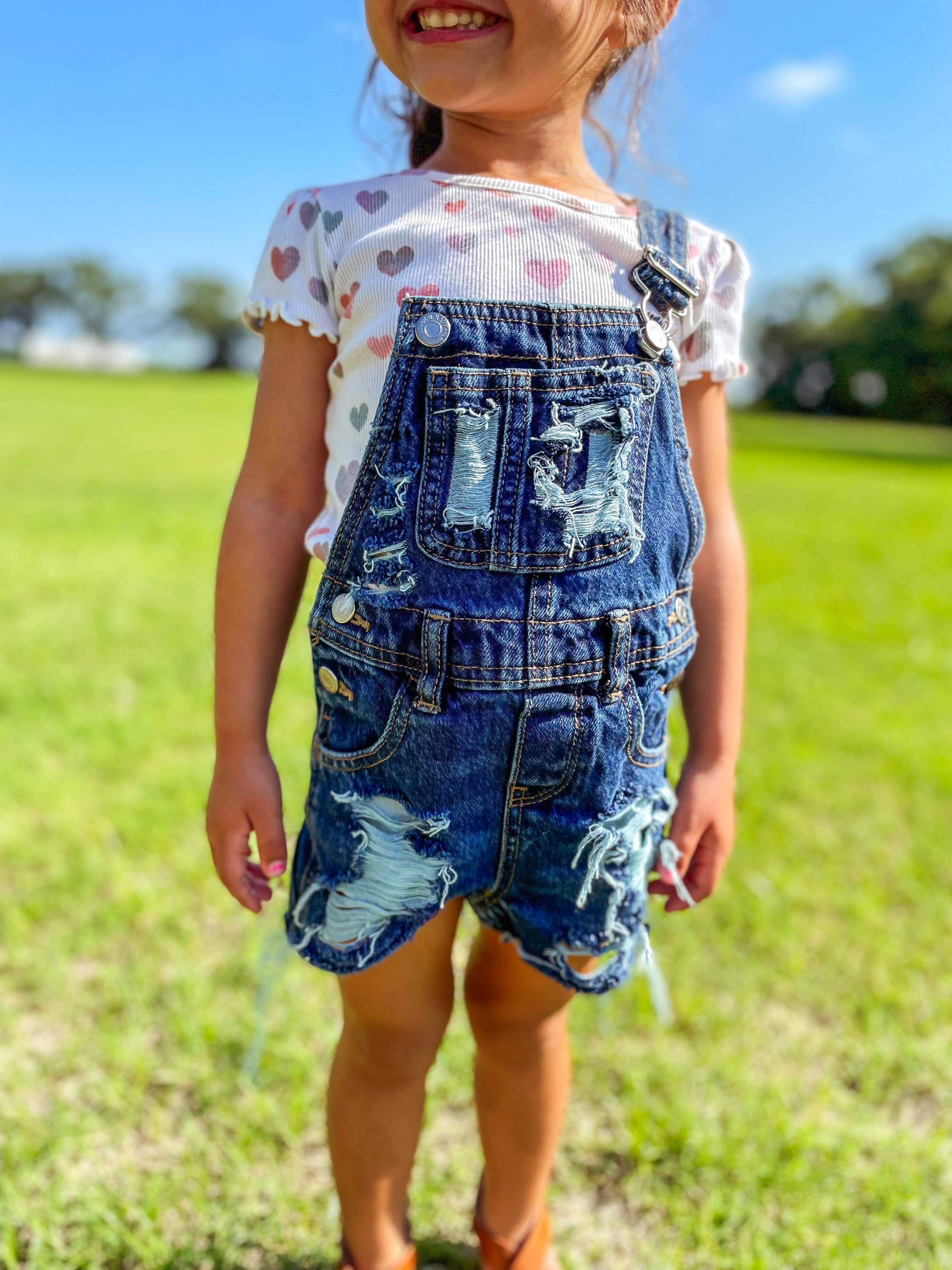 Distressed Shorts Overalls