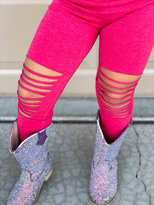 Pink Shredded Leggings